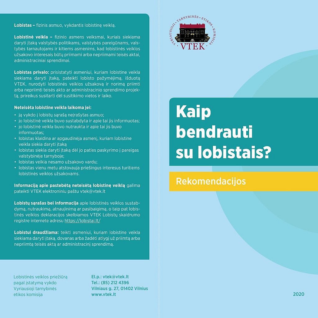 Parengtos etiško elgesio rekomendacijos bendraujant su lobistais