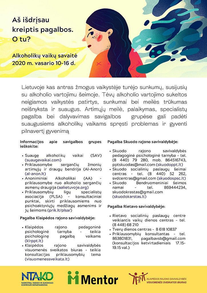 Skuodo rajone anoniminės ir nemokamos konsultacijos asmenims, kenčiantiems nuo priklausomybių