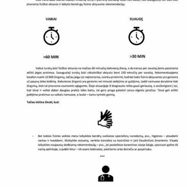 Kaip būti fiziškai aktyviems karantino COVID-19 saviizoliacijos metu?
