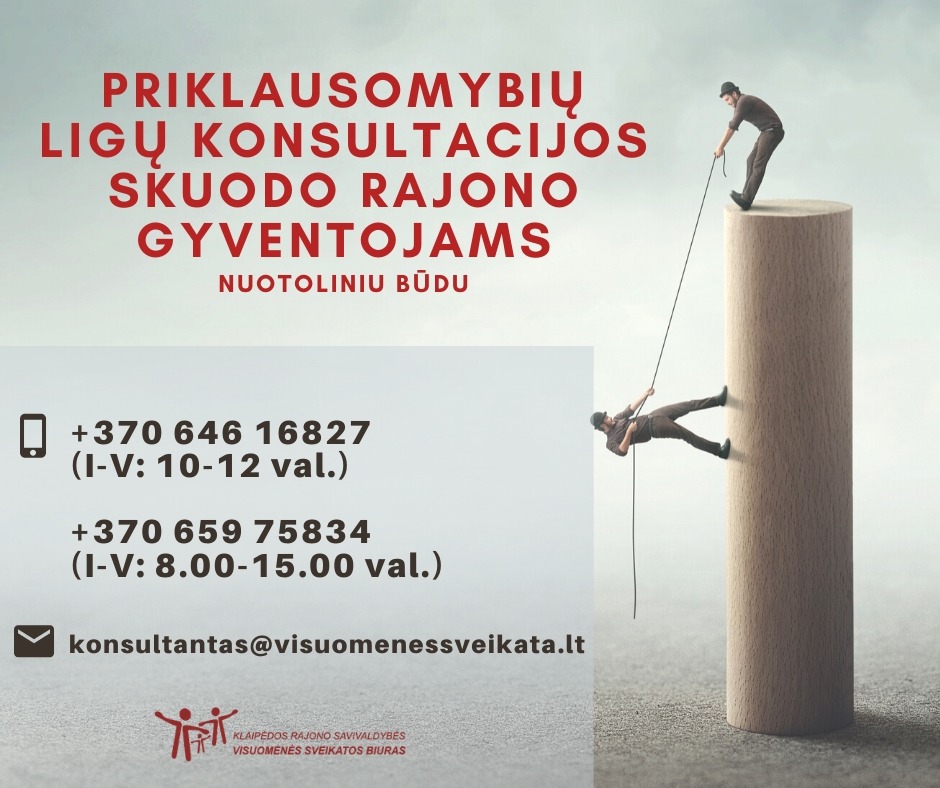 Atnaujinta informacija dėl psichologinių konsultacijų nuotoliniu būdu