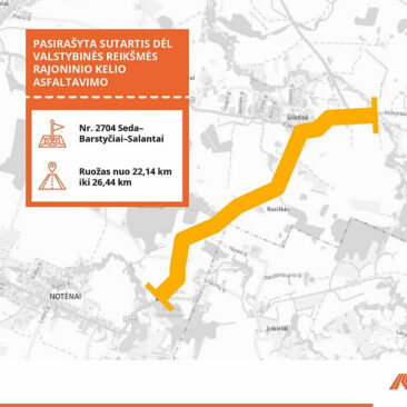 Pasirašyta sutartis dėl kelio Nr. 2704 Seda–Barstyčiai–Salantai asfaltavimo