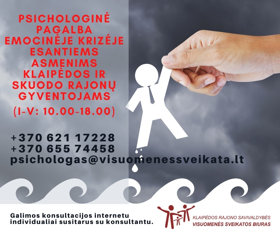 Skuodo rajono gyventojams psichologinės konsultacijos vykdomos nuotoliniu būdu