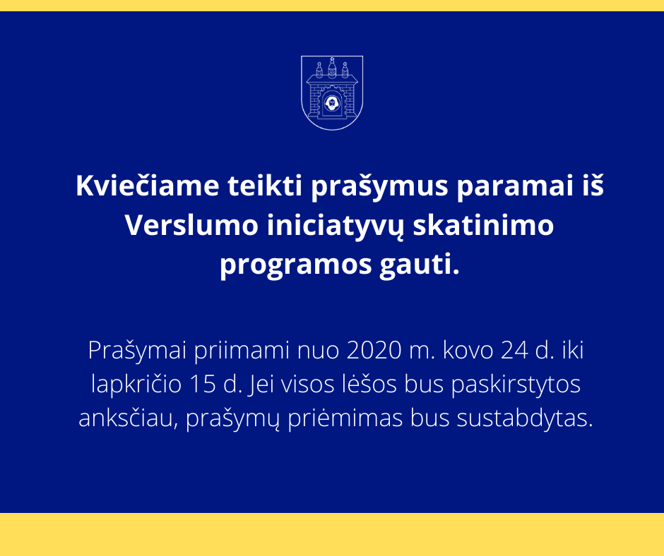Kvietimas rajono gyventojams teikti prašymus paramai iš Verslumo iniciatyvų skatinimo programos gauti