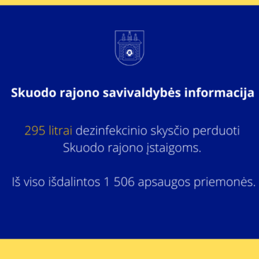 Skuodo rajono įstaigoms operatyviai teikiamos apsaugos priemonės