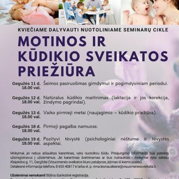 Skuodo rajono gyventojai kviečiami registruoti į nuotolinius mokymus „Motinos ir kūdikio sveikatos priežiūra”
