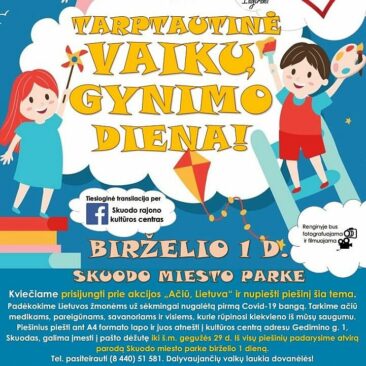 Minėsime Tarptautinę vaikų gynimo dieną ir dalyvausime visuotinėje akcijoje „Ačiū, Lietuva“