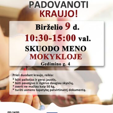 Nacionalinis kraujo centras Skuodo rajono gyventojus vėl kviečia aukoti kraujo