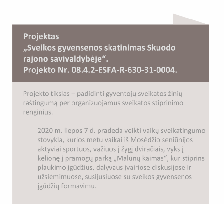 Prasidės trečioji vaikų sveikatingumo stovykla: tai viena iš projekto „Sveikos gyvensenos skatinimas Skuodo rajono savivaldybėje“ veiklų