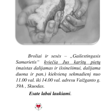 Skuodo Martyno Liuterio bažnyčia kiekvieną sekmadienį dalija maistą