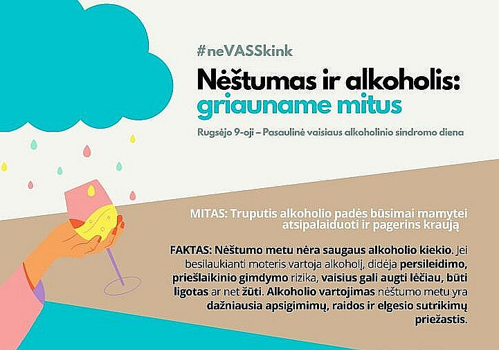 Nauja informacinė medžiaga „Nėštumas ir alkoholis: griauname mitus“