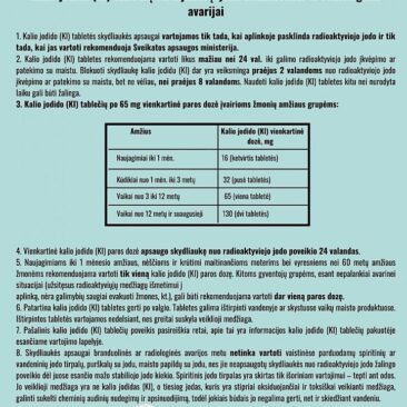Radiacinės saugos centras: patarimai, kaip teisingai vartoti kalio jodido tabletes