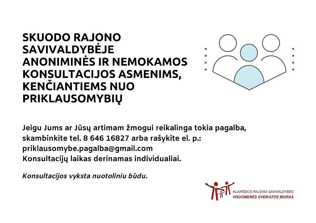 Anoniminės ir nemokamos konsultacijos dėl priklausomybių