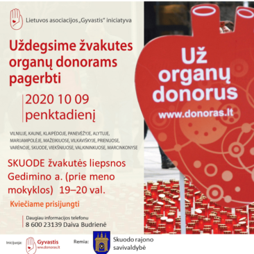 Kviečiame kartu uždegti žvakutes ir pagerbti organų donorus