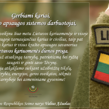 LR Seimo nario Valiaus Ąžuolo sveikinimas