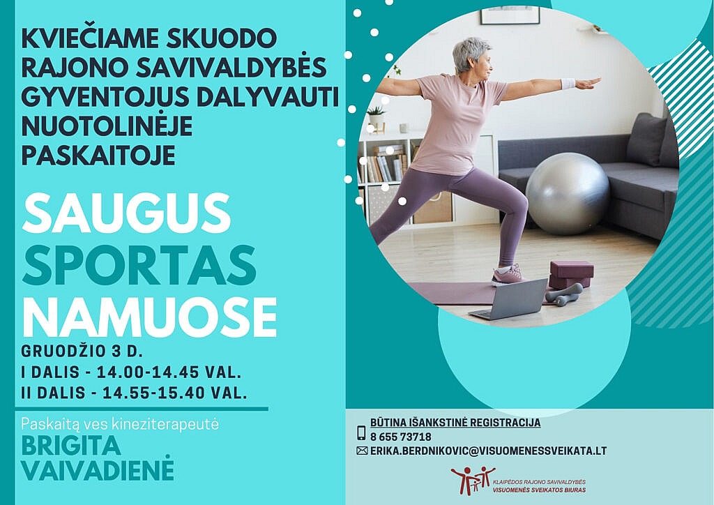 Kviečiama į nuotolinę paskaitą „Saugus sportas namuose“