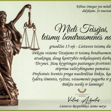 Seimo nario Valiaus Ąžuolo sveikinimas