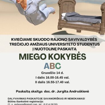 Skuodo rajono Trečiojo amžiaus universiteto studentai kviečiami į paskaitą apie miego kokybę