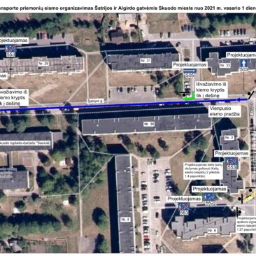 Nuo vasario 1 d. Skuodo mieste Šatrijos ir Algirdo gatvėse keičiasi eismo organizavimas: bus vienpusis eismas