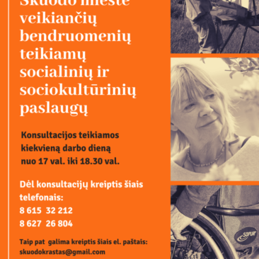 Teikiamos konsultacijos dėl Skuodo mieste veikiančių bendruomenių teikiamų socialinių ir sociokultūrinių paslaugų