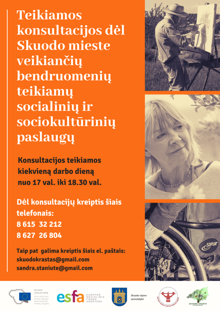 Teikiamos konsultacijos dėl Skuodo mieste veikiančių bendruomenių teikiamų socialinių ir sociokultūrinių paslaugų