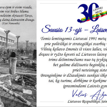 Seimo nario Valiaus Ąžuolo sveikinimas Laisvės gynėjų dienos proga