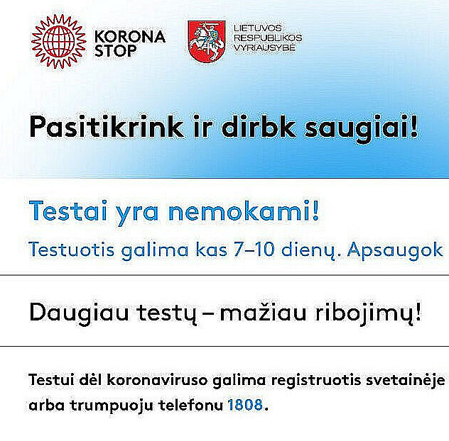 Reguliariai tyrimui dėl koronaviruso gali registruotis daugiau asmenų