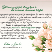 LR Seimo nario Valiaus Ąžuolo sveikinimas Medicinos darbuotojų dienos proga