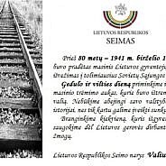 LR Seimo nario Valiaus Ąžuolo žodžiai, minint Gedulo ir vilties dieną