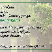 LR Seimo narys Valius Ąžuolas sveikina Joninių proga