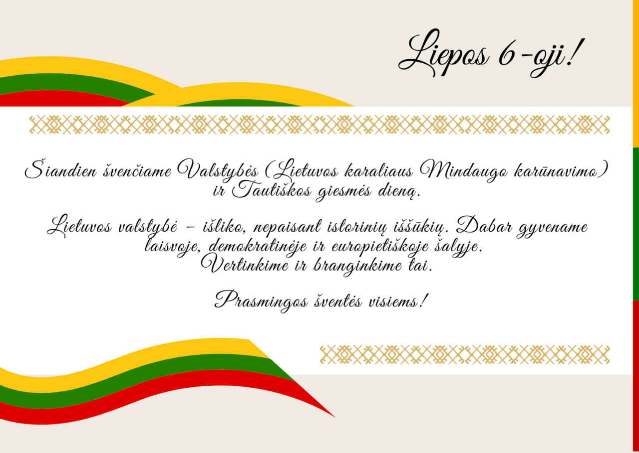 Skuodo rajono savivaldybės vadovai sveikina Valstybės (Lietuvos karaliaus Mindaugo karūnavimo) dienos proga