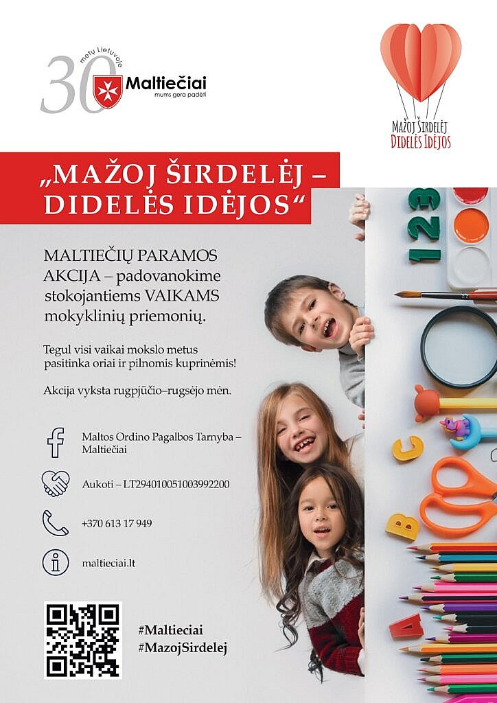 Kviečiame prisijungti prie maltiečių iniciatyvos „Mažoj širdelėj – didelės idėjos“