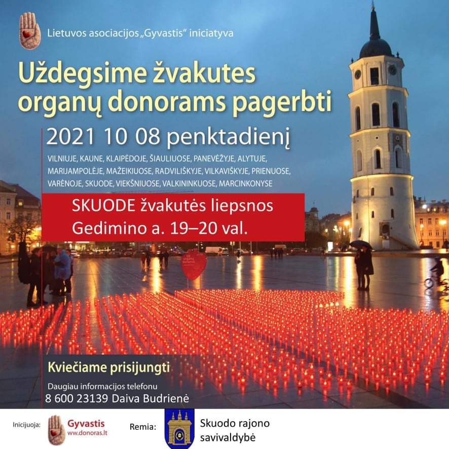 Skuode degs žvakutės organų donorams pagerbti