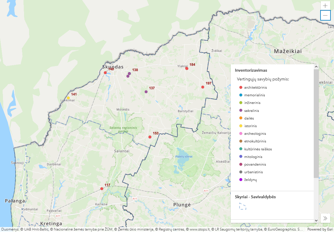 Inventorizuoti 8 vertingųjų savybių turintys objektai Skuodo rajone