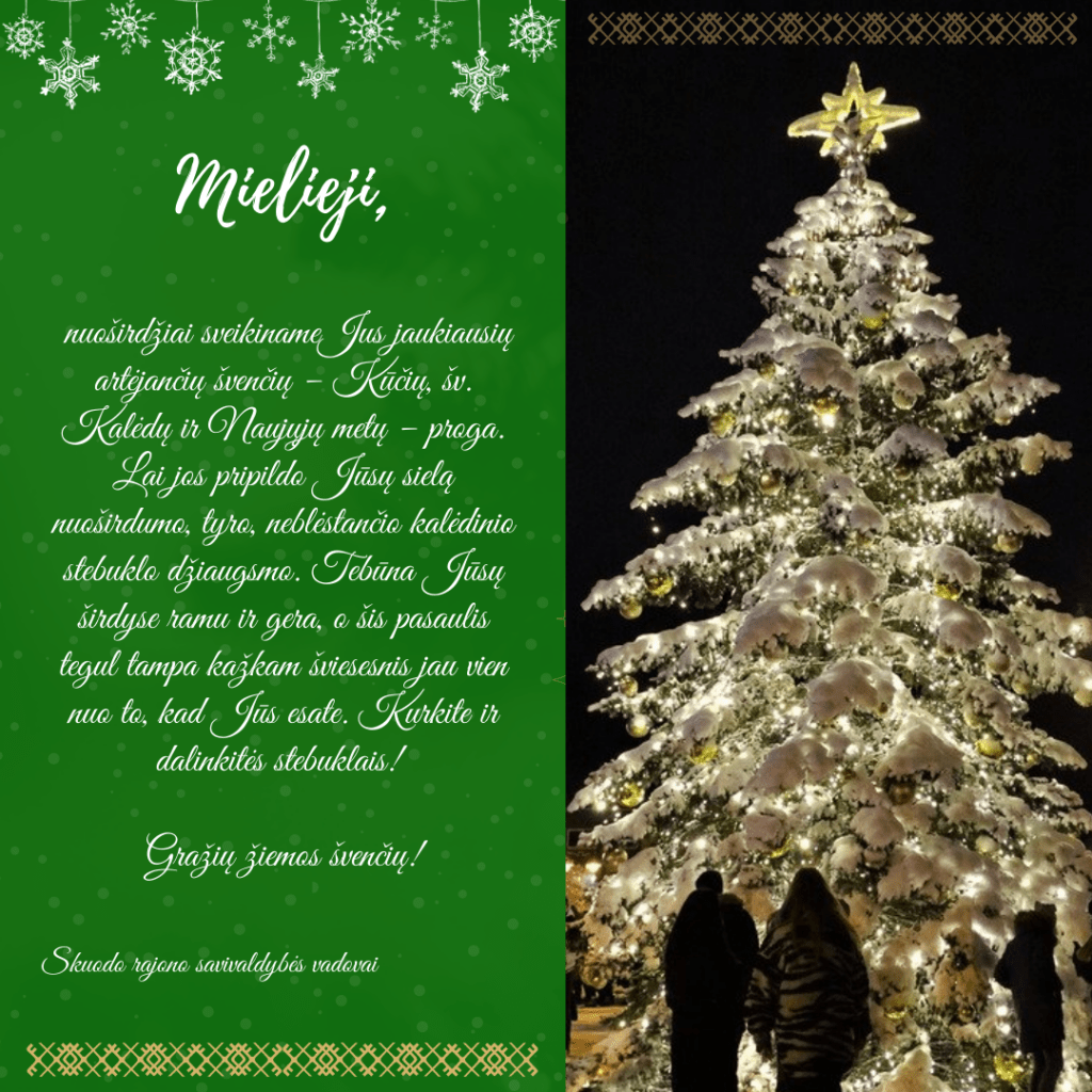 Šventinis Skuodo rajono savivaldybės vadovų sveikinimas šv. Kalėdų proga