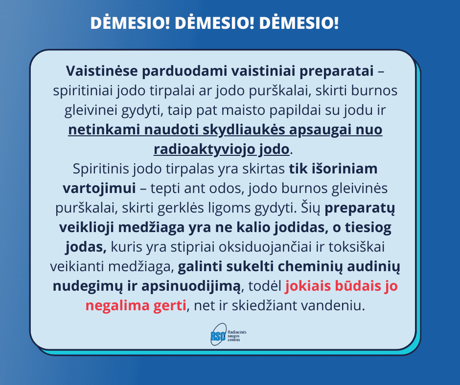 Dėl įvykių Ukrainoje kalio jodido tablečių ir kitų jodo preparatų vartoti nereikia