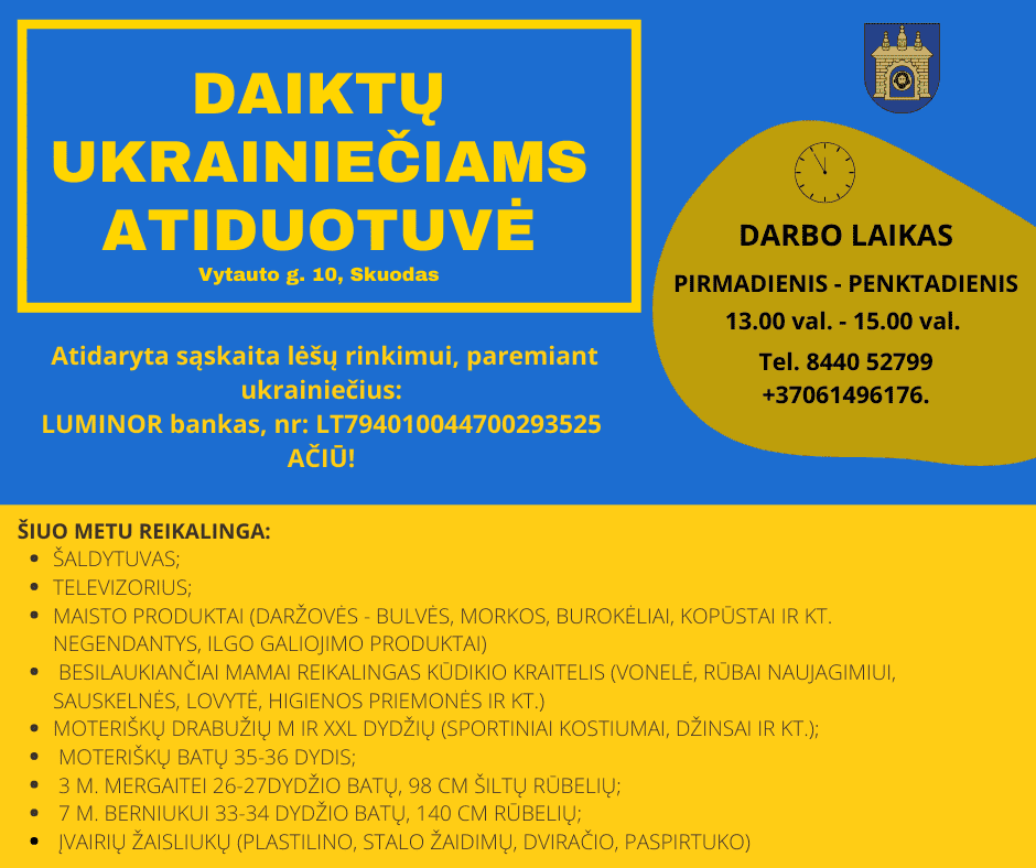 Pradėjo veikti daiktų ukrainiečiams atiduotuvė