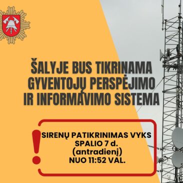 Šalyje bus tikrinama gyventojų perspėjimo ir informavimo sistema