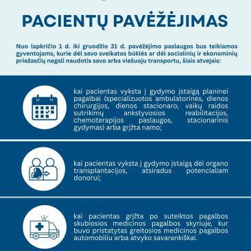 Pacientų pavėžėjimo paslauga vėl prieinama visa apimtimi