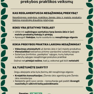 Žemės ūkio agentūra kviečia konsultuotis dėl nesąžiningos prekybos praktikos veiksmų