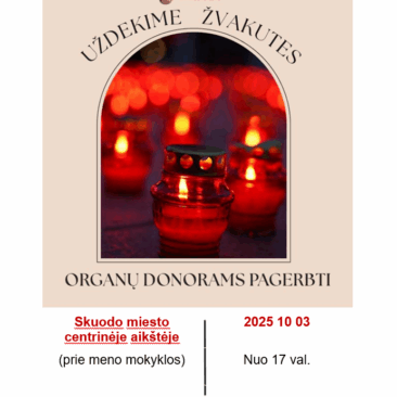Kviečiama pagerbti organų donorus