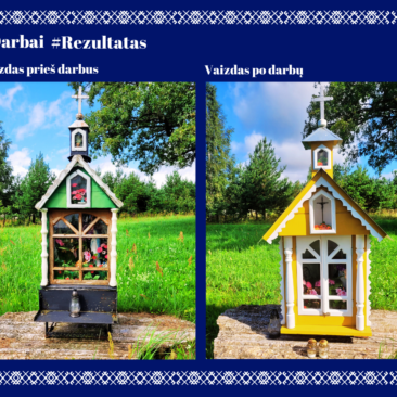 Atnaujinta koplytėlė, esanti Pakalniškių kaimo senosiose kapinėse