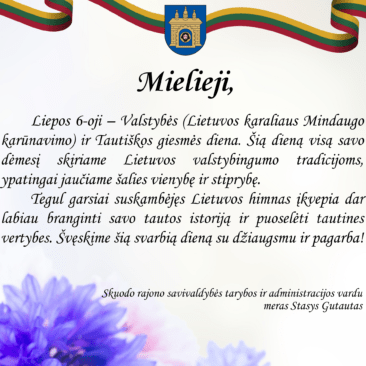 Savivaldybės meras Stasys Gutautas sveikina su Valstybės diena