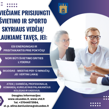 Skelbiamas konkursas Švietimo ir sporto skyriaus vedėjo pareigoms užimti