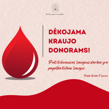Skuodo meno mokykloje organizuota kraujo donorystės akcija