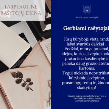 Meras sveikina Tarptautinės rašytojų dienos proga