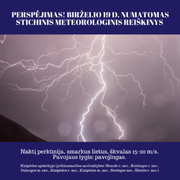 Perspėjama apie stichinį meteorologinį reiškinį – labai smarkią audrą