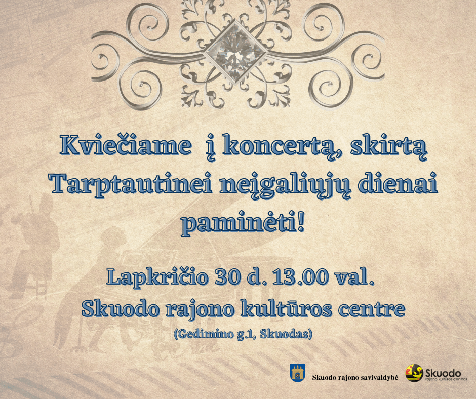 Kviečiame į koncertą, skirtą Tarptautinei neįgaliųjų dienai paminėti