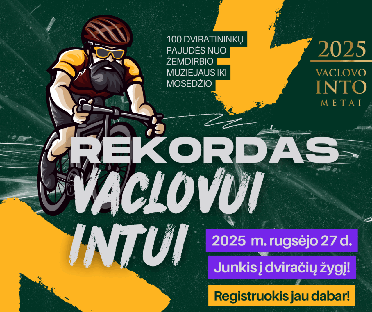 Rekordas Akmenų karaliui: neeilinis dviračių žygis, įprasminantis Vaclovo Into atminimą! Dalyvauk ir tu!