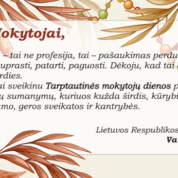 LR Seimo nario Valiaus Ąžuolo sveikinimas