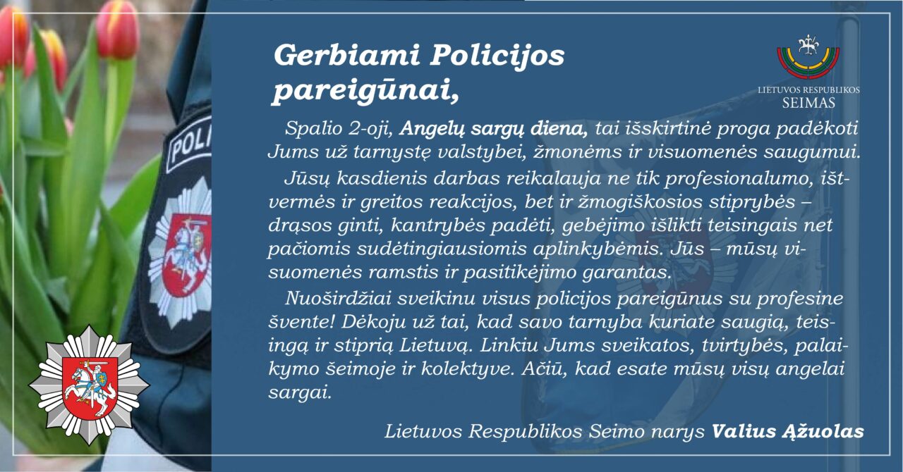 LR Seimo nario Valiaus Ąžuolo sveikinimas